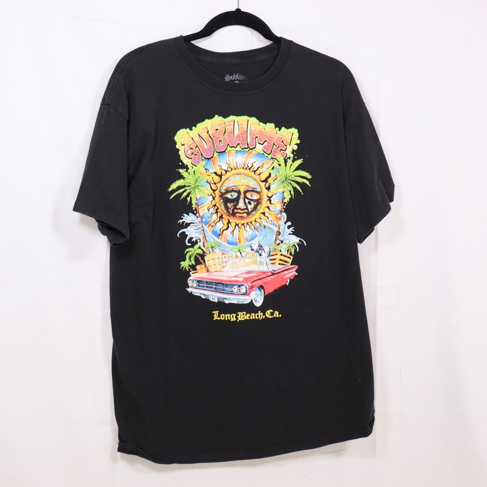Sublime Graphic T-Shirt Large Black Mens Long Beach Sun Band Tee